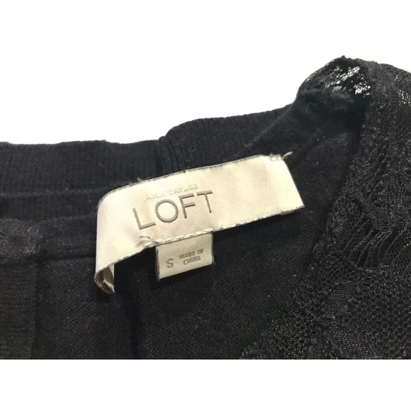Ann Taylor Loft Pullover Light Sweater Small S Black Peter Pan Ribbed Lot Of 2 - Picture 10 of 11